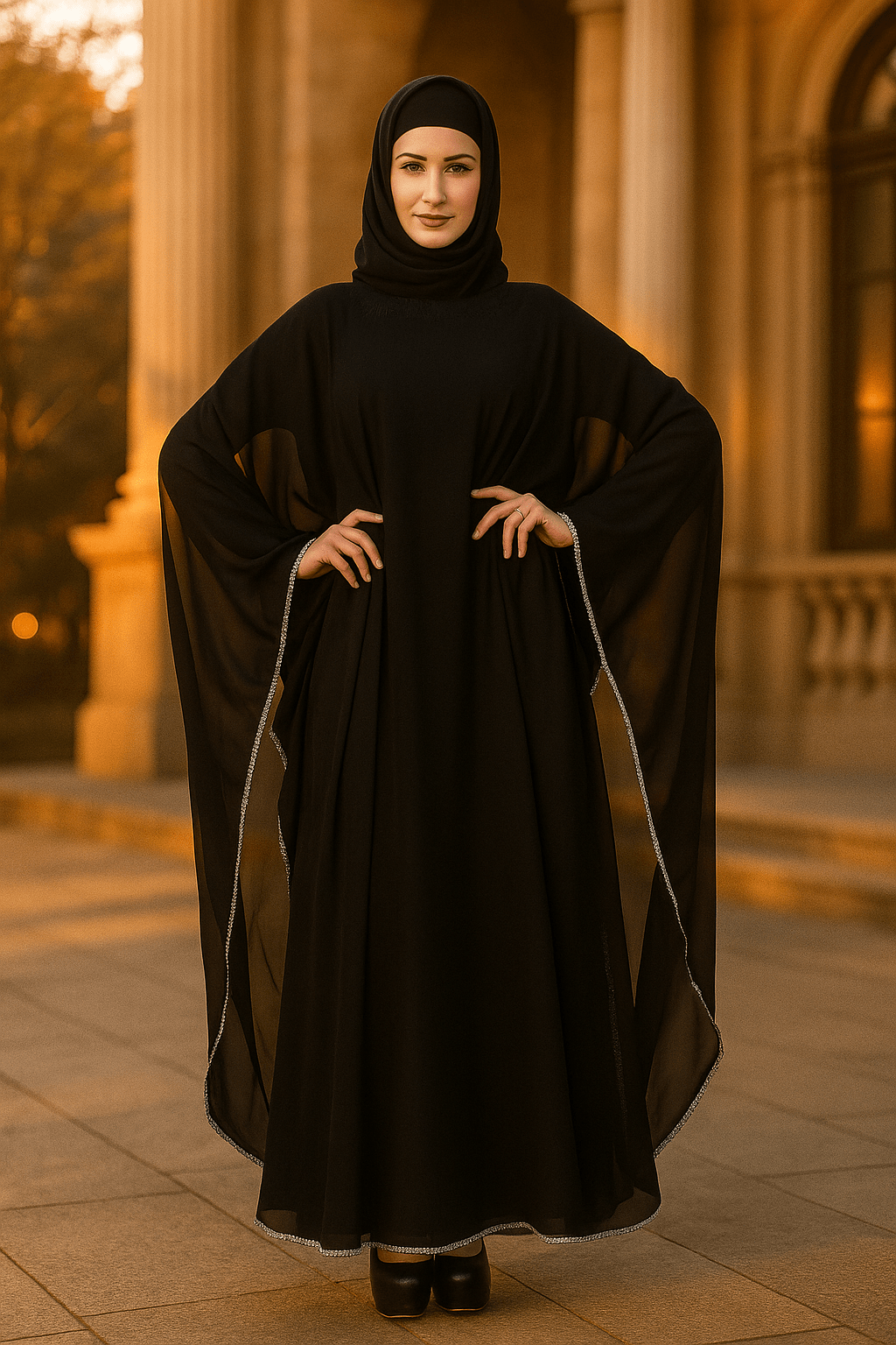 Black Nida Dubai Batwing Abaya