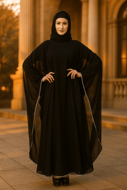 Black Nida Dubai Batwing Abaya