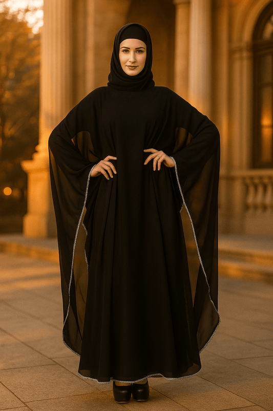 Black Nida Dubai Batwing Abaya