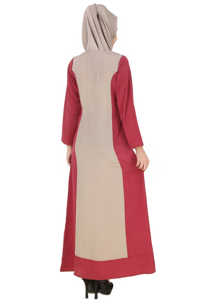 Arshi Slim Look Rose Pink & Warm Grey Abaya