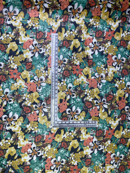Printed Georgette Polyester Fabric, Woven, 70 GSM, Breathable, 42" Wide, Per Yard, AYG-072, Floral Print