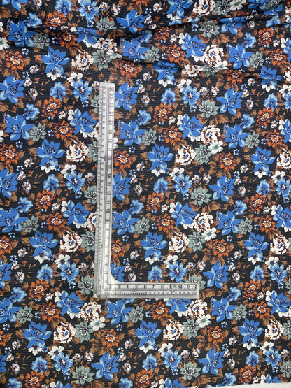 Printed Georgette Polyester Fabric, Woven, 70 GSM, Breathable, 42" Wide, Per Yard, AYG-016, Floral Print