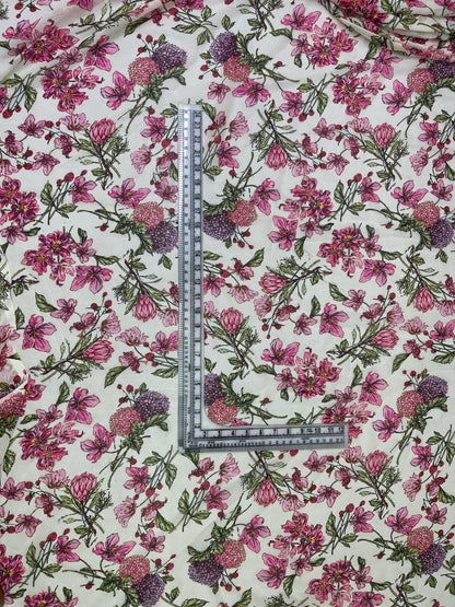 Printed Georgette Polyester Fabric, Woven, 70 GSM, Breathable, 42" Wide, Per Yard, AYG-078, Floral Print