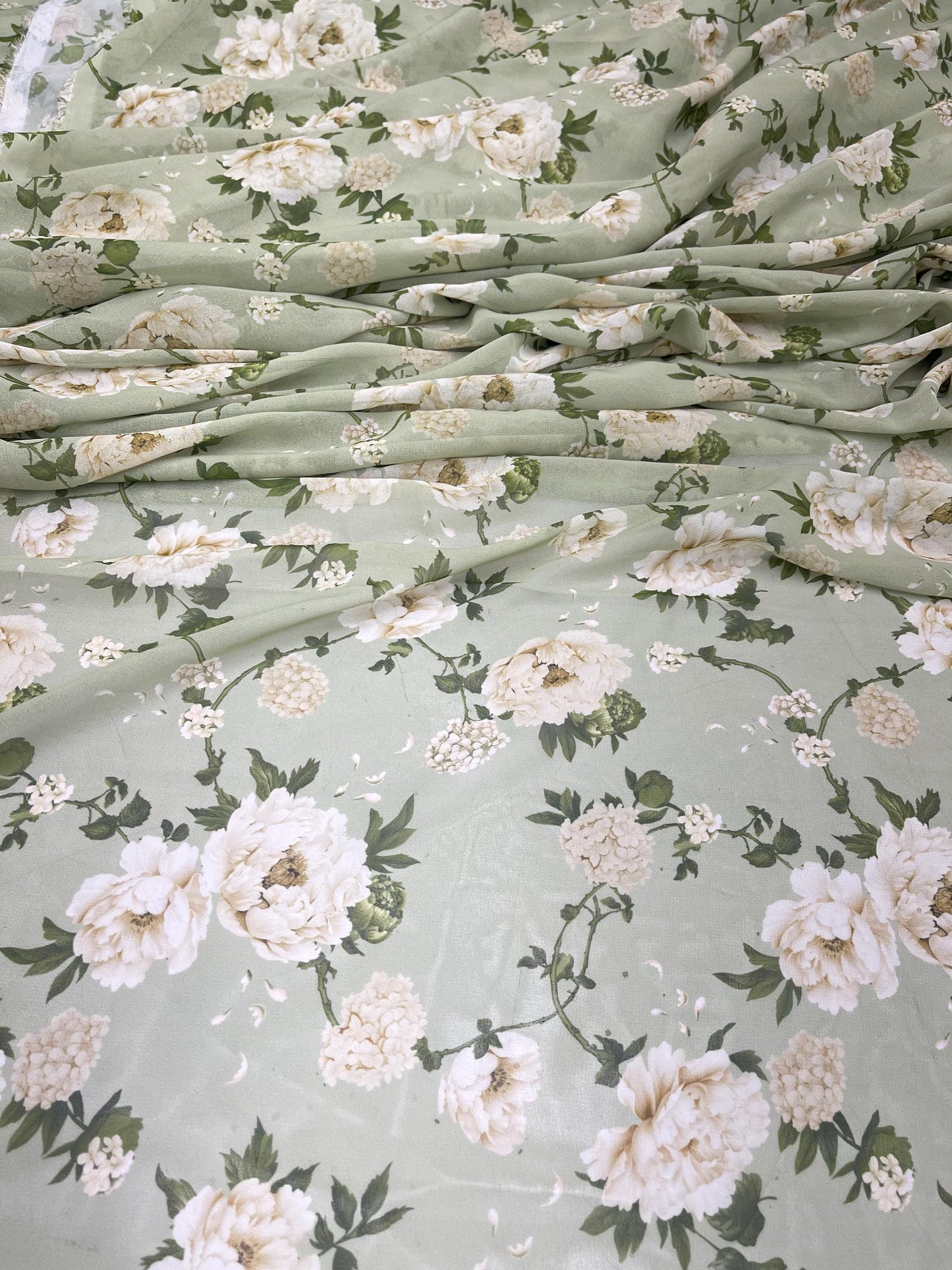 Printed Georgette Polyester Fabric, Woven, 70 GSM, Breathable, 42" Wide, Per Yard, AYG-065, Floral Print