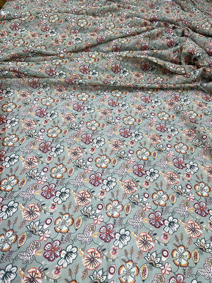 Printed Georgette Polyester Fabric, Woven, 70 GSM, Breathable, 42" Wide, Per Yard, AYG-070, Floral
