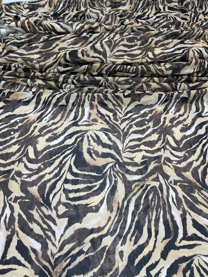 Printed Georgette Polyester Fabric, Woven, 70 GSM, Breathable, 42" Wide, Per Yard, AYG-049, Animal Print
