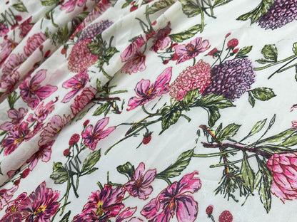 Printed Georgette Polyester Fabric, Woven, 70 GSM, Breathable, 42" Wide, Per Yard, AYG-078, Floral Print