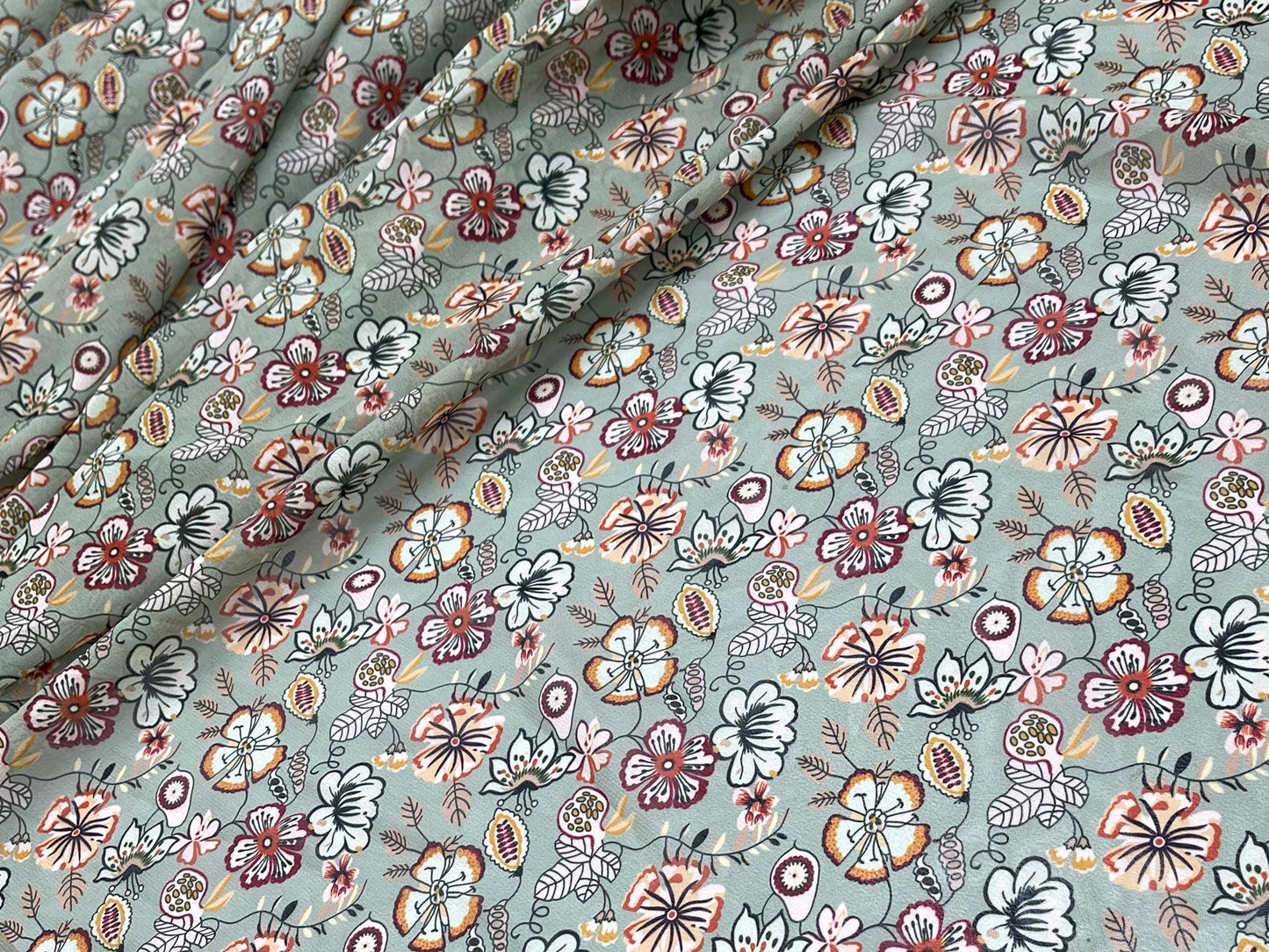 Printed Georgette Polyester Fabric, Woven, 70 GSM, Breathable, 42" Wide, Per Yard, AYG-070, Floral