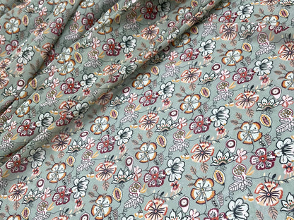 Printed Georgette Polyester Fabric, Woven, 70 GSM, Breathable, 42" Wide, Per Yard, AYG-070, Floral
