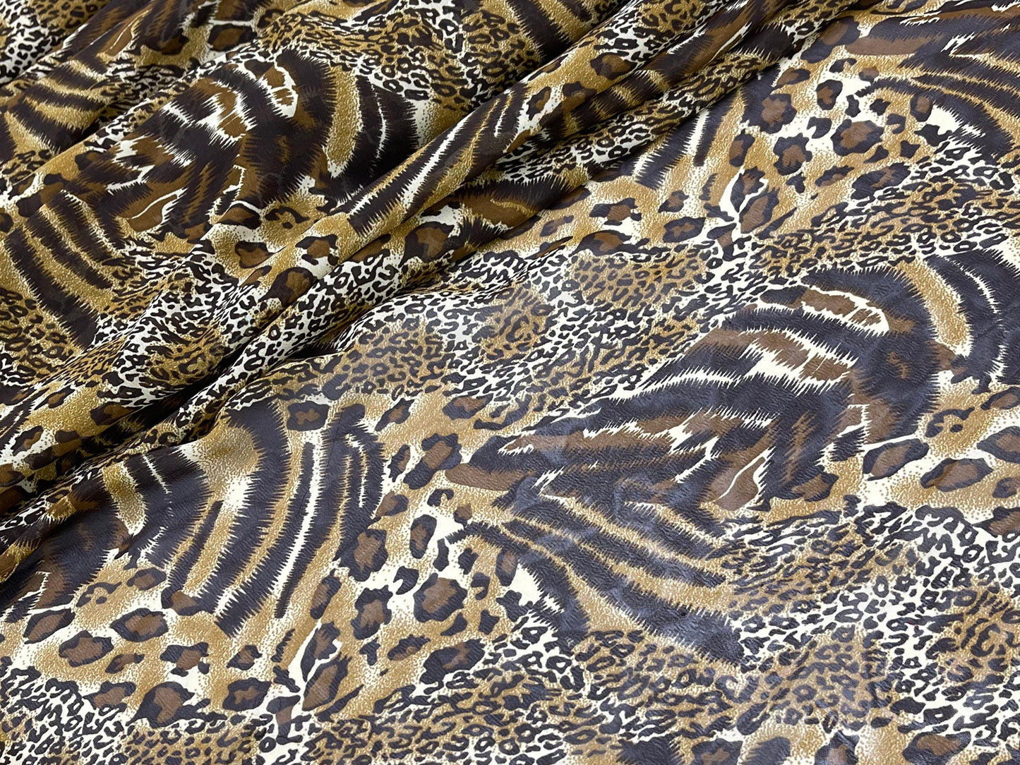 Printed Georgette Polyester Fabric, Woven, 70 GSM, Breathable, 42" Wide, Per Yard, AYG-011, Animal Print