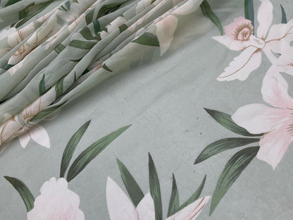 Printed Georgette Polyester Fabric, Woven, 70 GSM, Breathable, 42" Wide, Per Yard, AYG-060, Floral Print