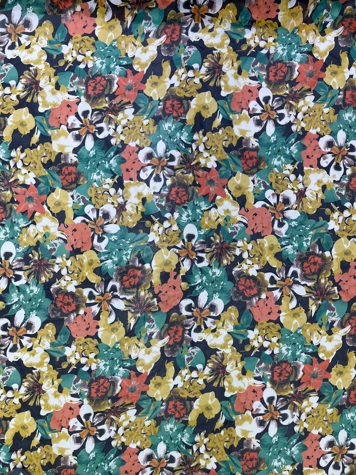 Printed Georgette Polyester Fabric, Woven, 70 GSM, Breathable, 42" Wide, Per Yard, AYG-072, Floral Print