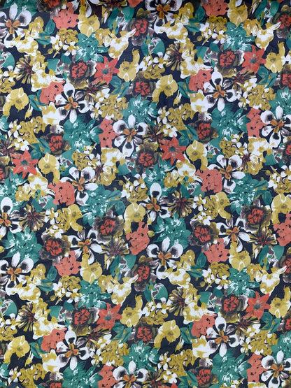 Printed Georgette Polyester Fabric, Woven, 70 GSM, Breathable, 42" Wide, Per Yard, AYG-072, Floral Print