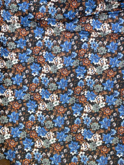 Printed Georgette Polyester Fabric, Woven, 70 GSM, Breathable, 42" Wide, Per Yard, AYG-016, Floral Print