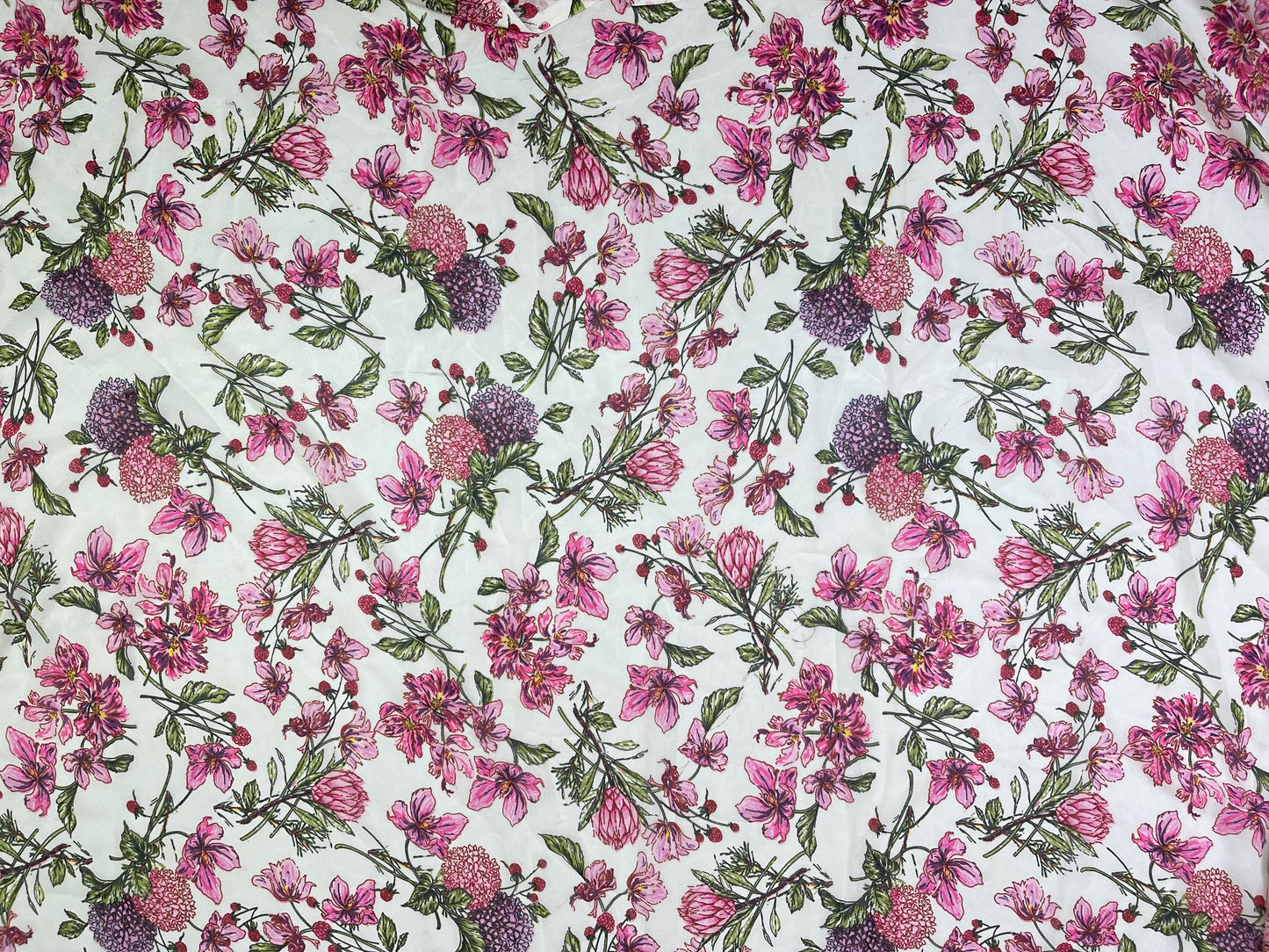 Printed Georgette Polyester Fabric, Woven, 70 GSM, Breathable, 42" Wide, Per Yard, AYG-078, Floral Print