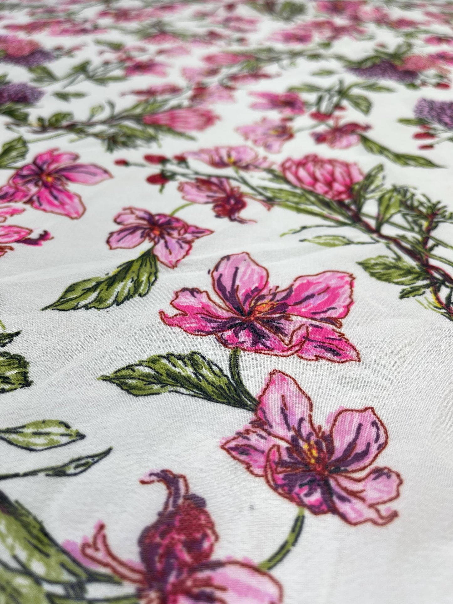Printed Georgette Polyester Fabric, Woven, 70 GSM, Breathable, 42" Wide, Per Yard, AYG-078, Floral Print