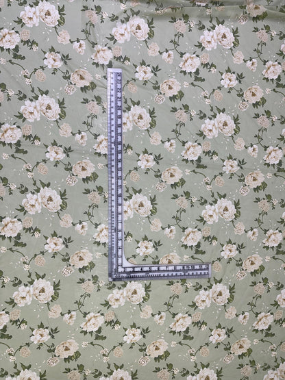 Printed Georgette Polyester Fabric, Woven, 70 GSM, Breathable, 42" Wide, Per Yard, AYG-065, Floral Print