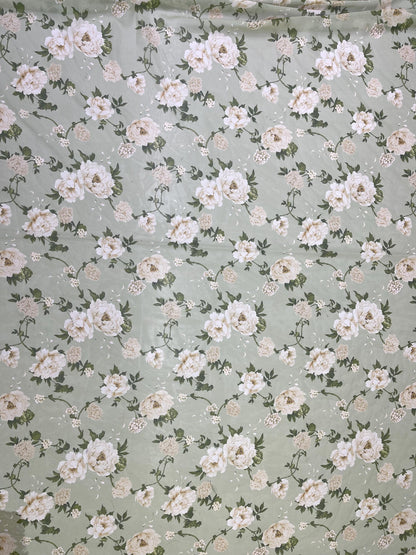 Printed Georgette Polyester Fabric, Woven, 70 GSM, Breathable, 42" Wide, Per Yard, AYG-065, Floral Print