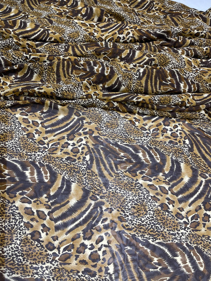 Printed Georgette Polyester Fabric, Woven, 70 GSM, Breathable, 42" Wide, Per Yard, AYG-011, Animal Print