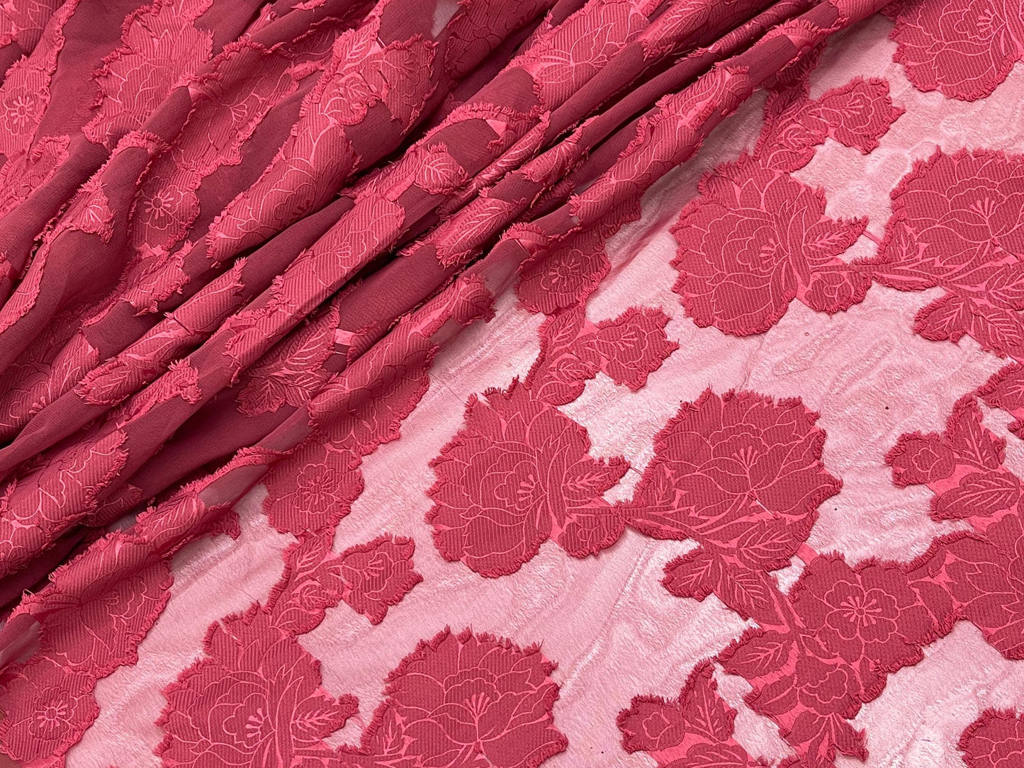 Printed Georgette Polyester Fabric, Woven, 70 GSM, Breathable, 42" Wide, Per Yard, AYG-050, Brasso Red Print