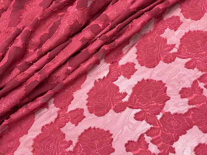 Printed Georgette Polyester Fabric, Woven, 70 GSM, Breathable, 42" Wide, Per Yard, AYG-050, Brasso Red Print
