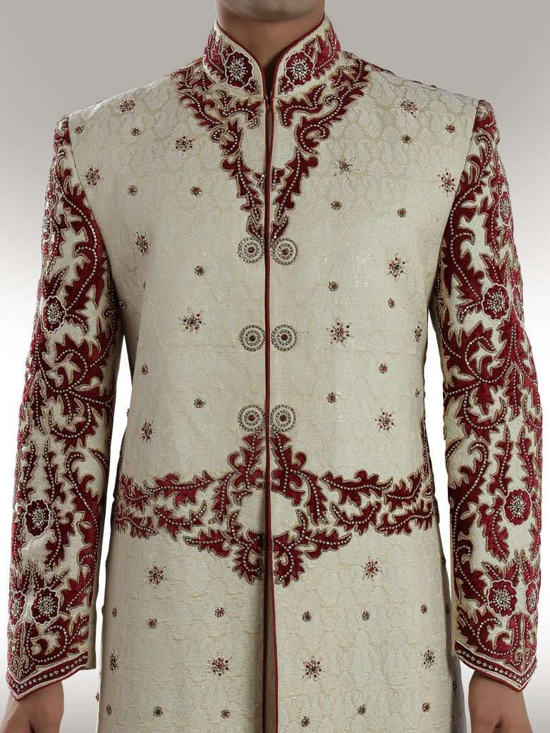 Designer Attractive Cream Sherwani