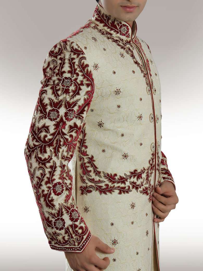 Designer Attractive Cream Sherwani