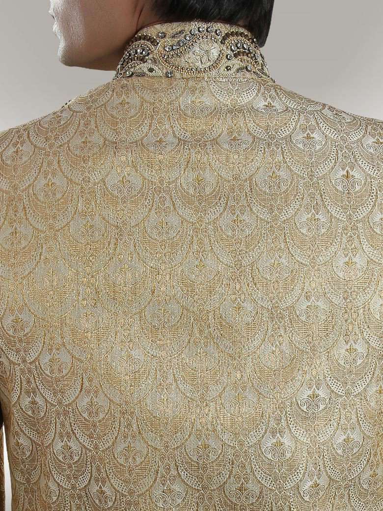 Traditional Beige Brocade Sherwani