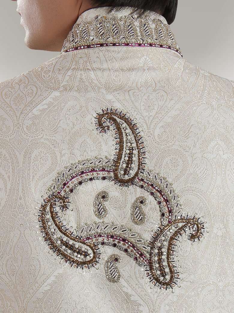 Modish Look Off White Sherwani