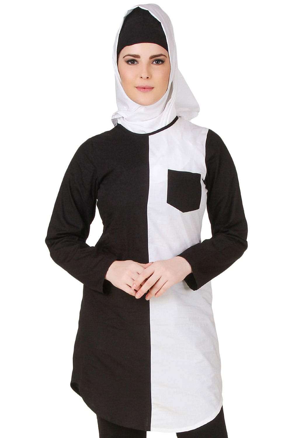 Nuzhah Black & White Cotton Tunic