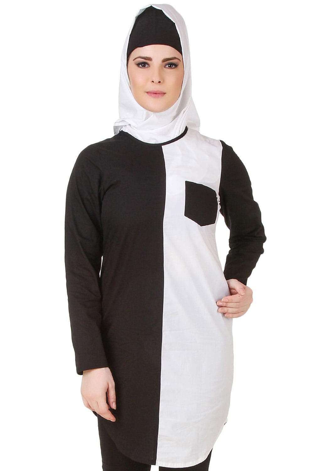 Nuzhah Black & White Cotton Tunic