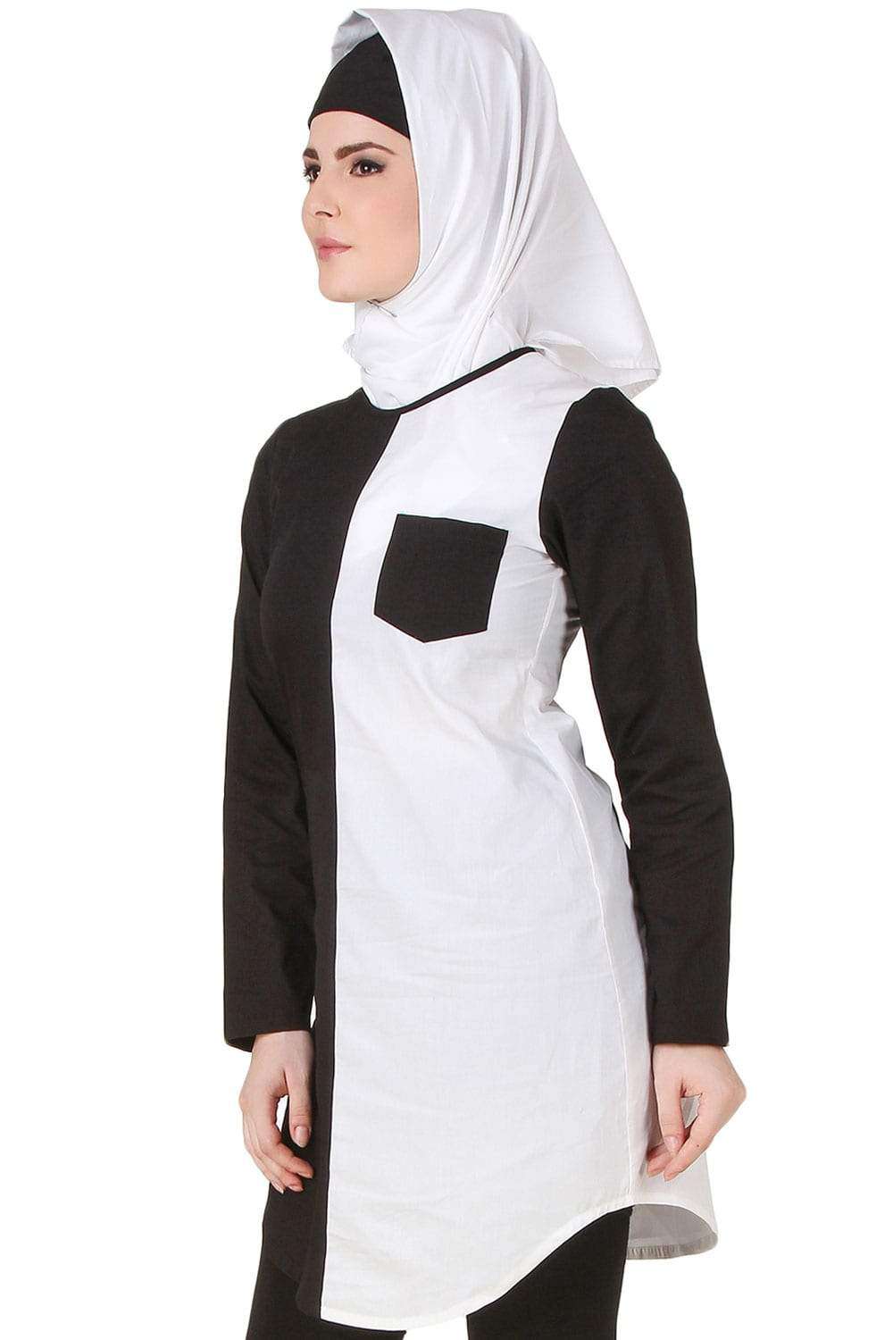 Nuzhah Black & White Cotton Tunic