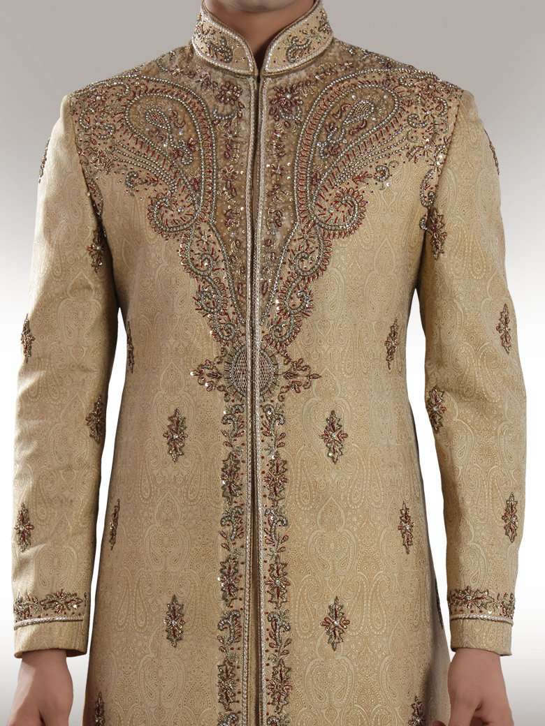 Elegant Velvet Neck Sherwani