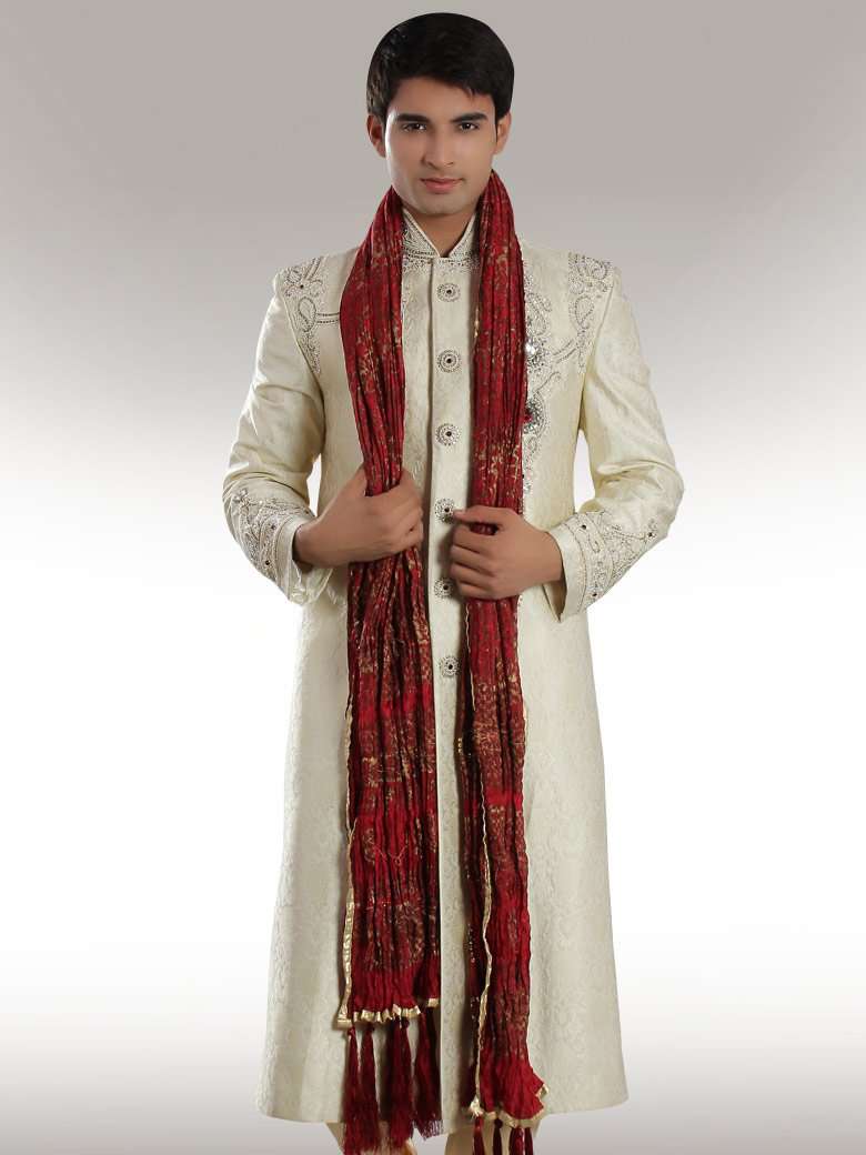 Raees Cream Color Sherwani