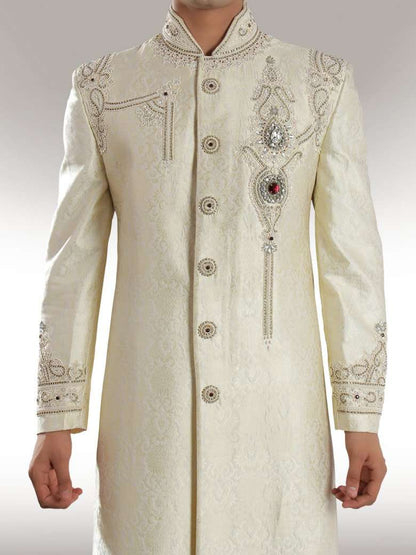 Raees Cream Color Sherwani