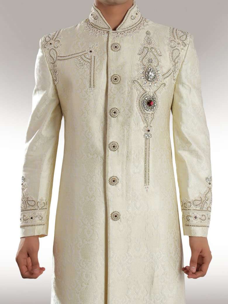 Raees Cream Color Sherwani