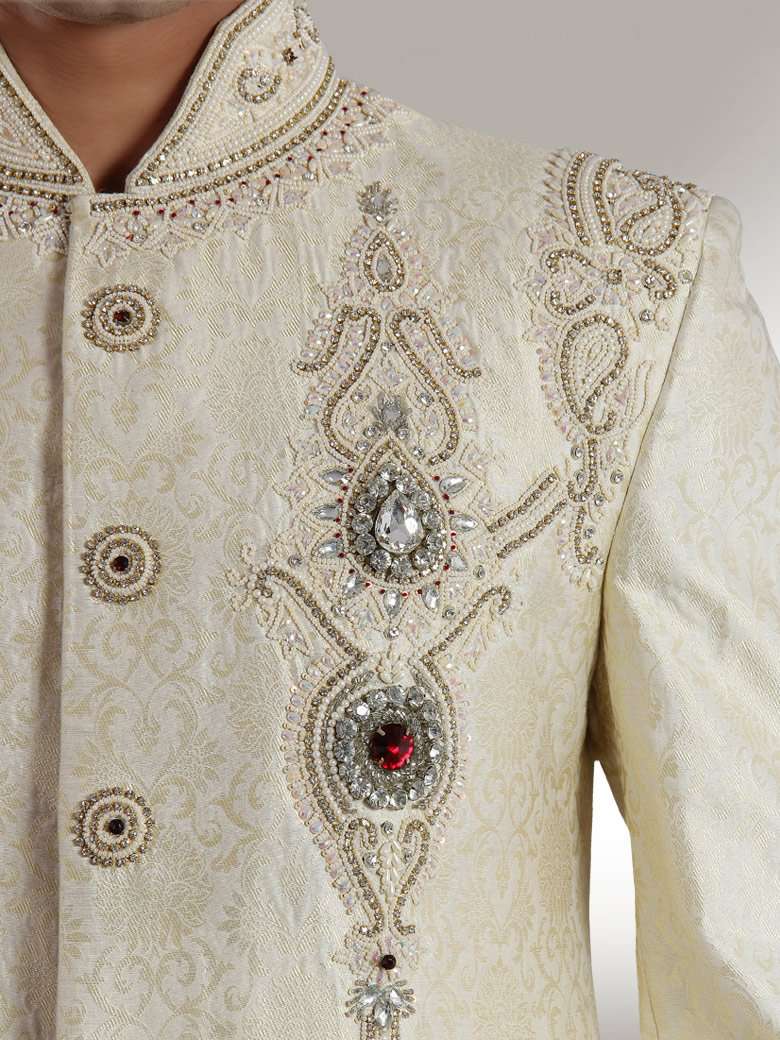 Raees Cream Color Sherwani