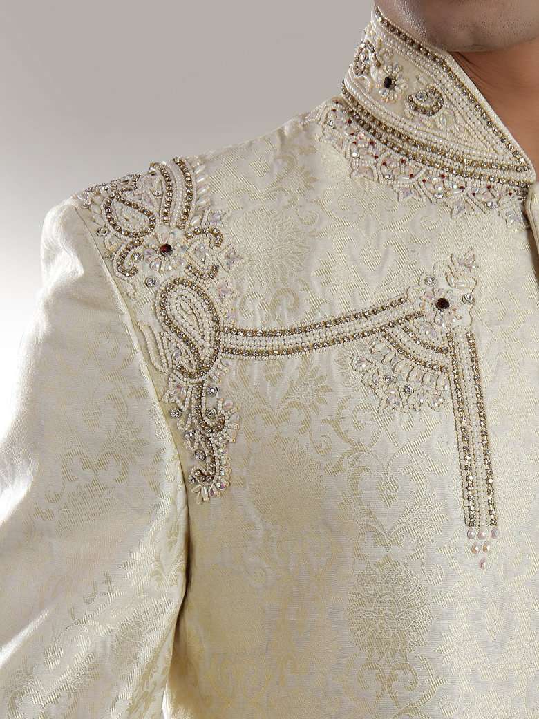 Raees Cream Color Sherwani