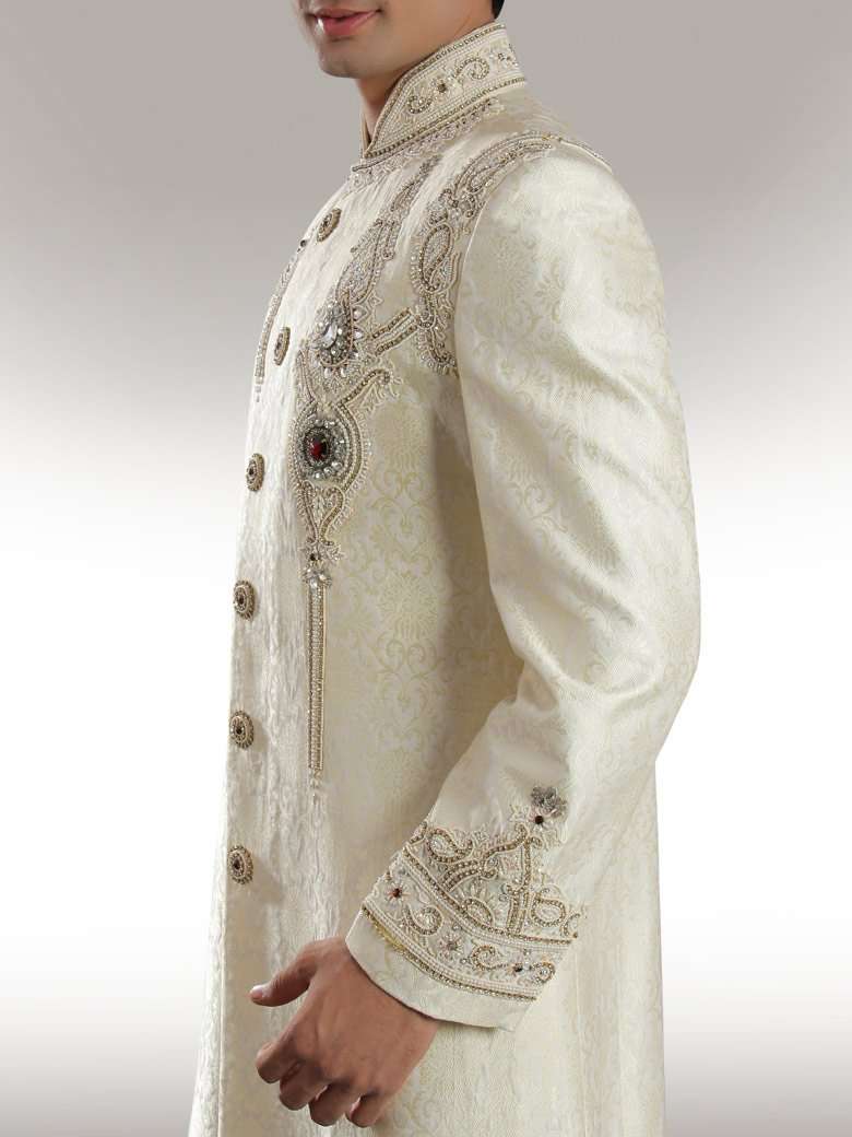 Raees Cream Color Sherwani