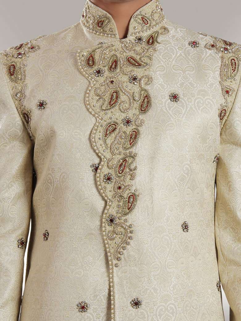 Naseer Designer front Cream Sherwani