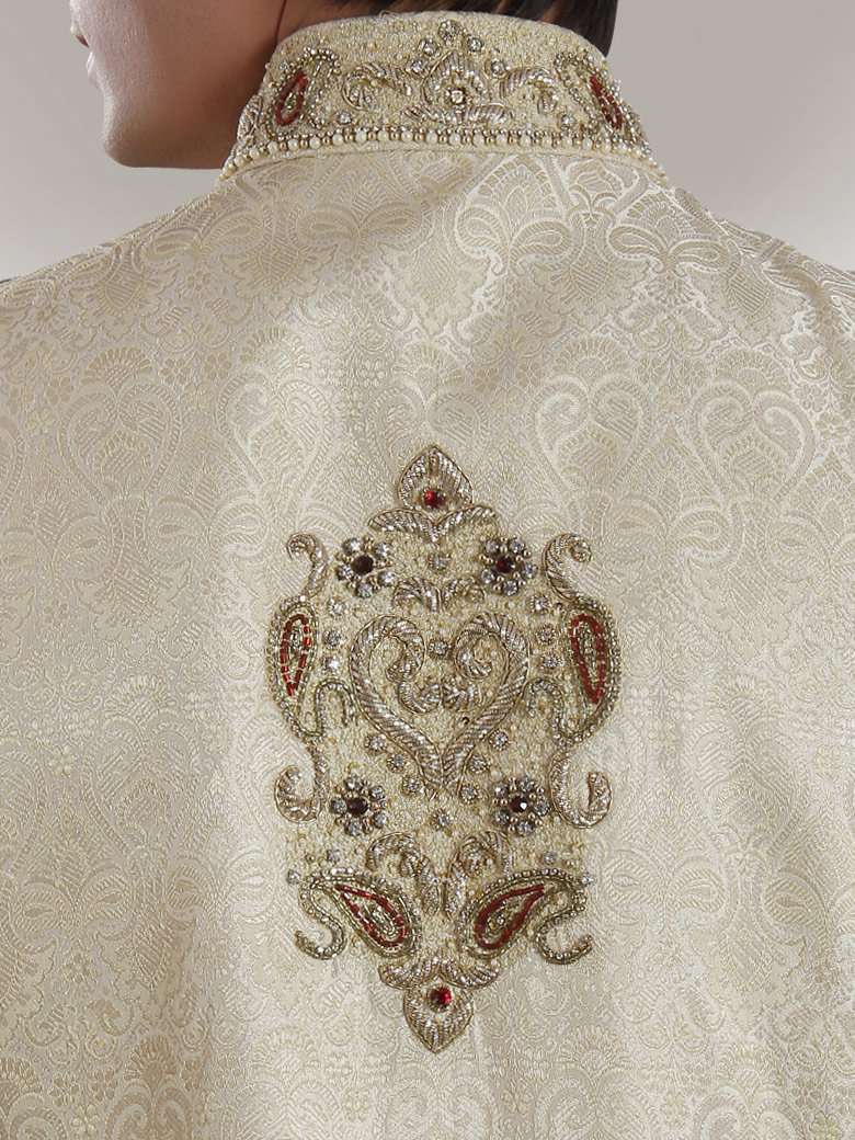 Naseer Designer front Cream Sherwani