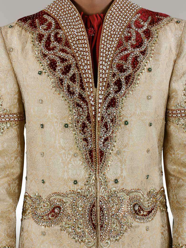 Mahir Velvet patch Embroidered Sherwani