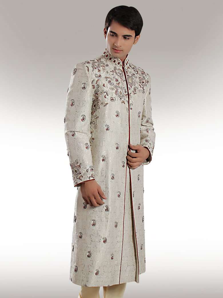 Anwar Smart Look Cream Sherwani