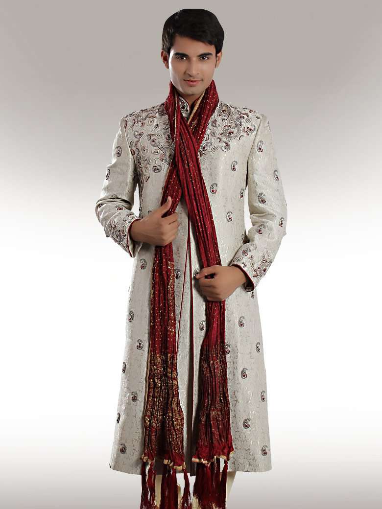 Anwar Smart Look Cream Sherwani