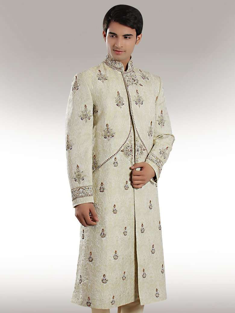 Traditional Light Cream Designer Sherwani