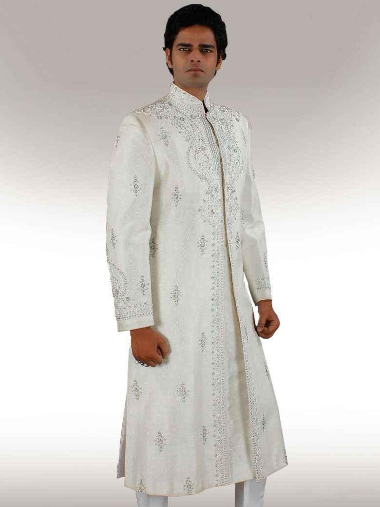 Shaayan Rich look off white Sherwani