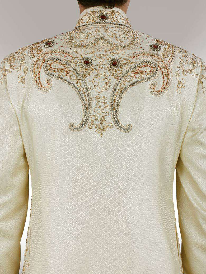 Eshan Heavy Embroidered Beige Sherwani