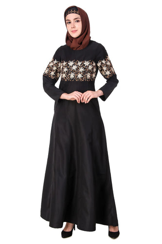 Horizontally Filled Floral Design Anarkali Abaya