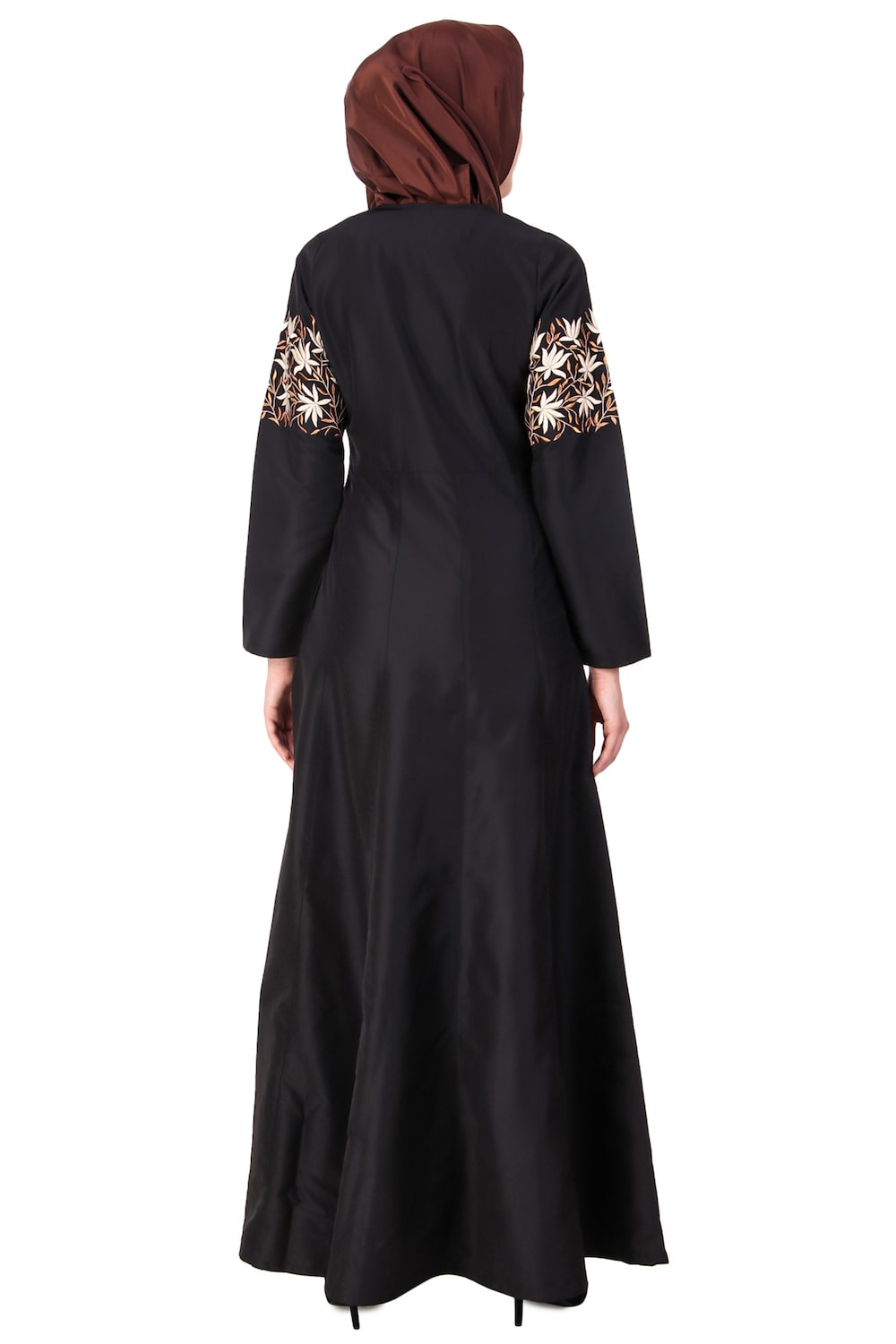 Horizontally Filled Floral Design Anarkali Abaya Back