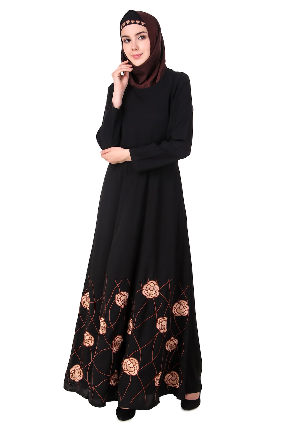 Heavy Floral Embroidered Bottom Anarkali Abaya